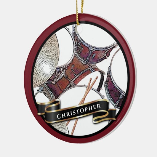 Aangepaste naam Drummer Boy Kerstmis feestdag Keramisch Ornament (Links)