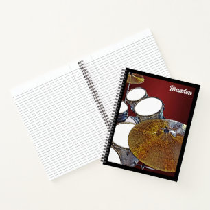 Aangepaste naam Drummer Musician Drum Kit Rock & R Notitieboek