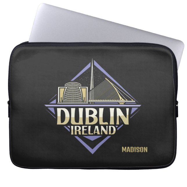 Aangepaste naam Dublin Ierland Laptop Sleeve (Voorkant)