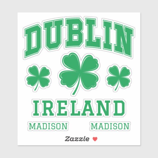 Aangepaste naam Dublin Ierland Sticker (Vel)