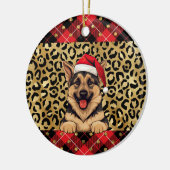 Aangepaste naam Duitse herder hond Santa hat Buffa Keramisch Ornament (Links)