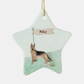 Aangepaste naam Duitse herderschapstig Keramisch Ornament (Rechts)