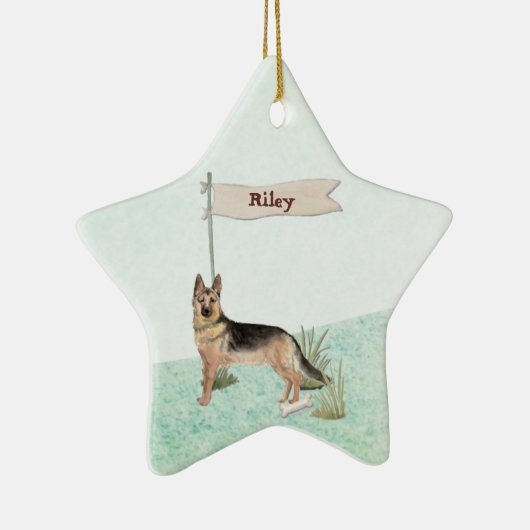 Aangepaste naam Duitse herderschapstig Keramisch Ornament (Rechts)