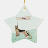 Aangepaste naam Duitse herderschapstig Keramisch Ornament (Achterkant)