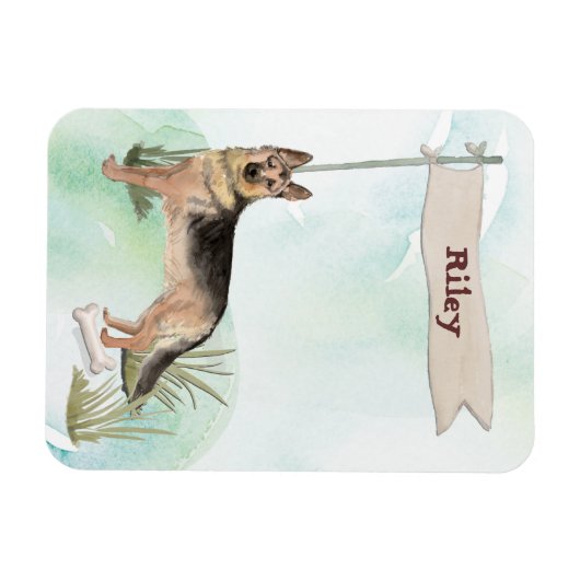 Aangepaste naam Duitse herderschapstig Magneet (Horizontaal)