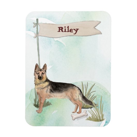 Aangepaste naam Duitse herderschapstig Magneet (Verticaal)