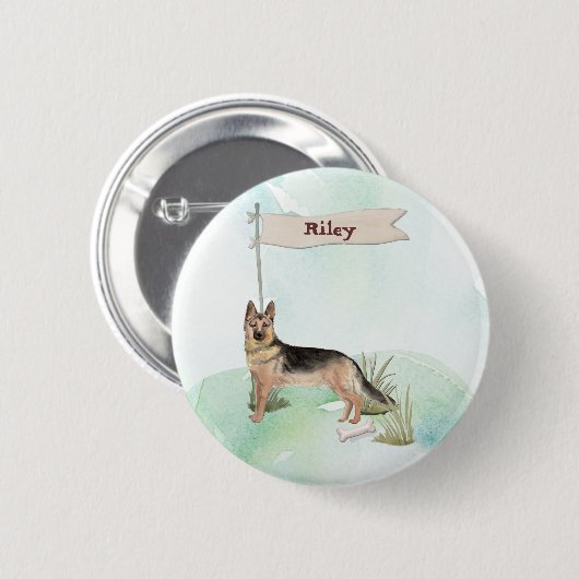 Aangepaste naam Duitse herderschapstig Ronde Button 5,7 Cm (Voorkant /achterkant)
