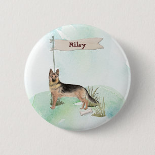 Aangepaste naam Duitse herderschapstig Ronde Button 5,7 Cm