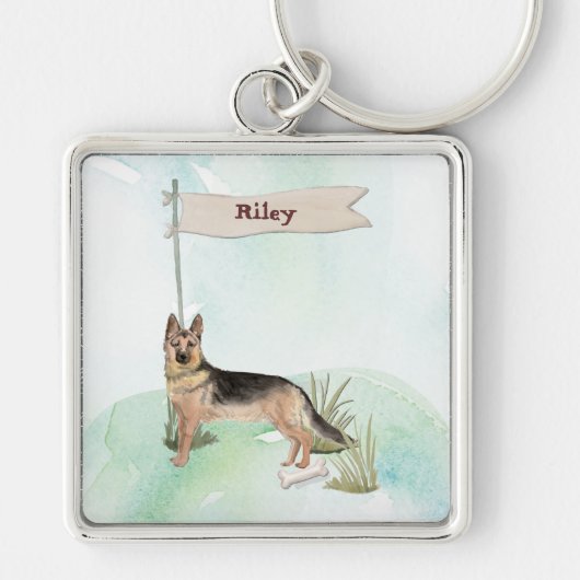 Aangepaste naam Duitse herderschapstig Sleutelhanger (Voorkant)