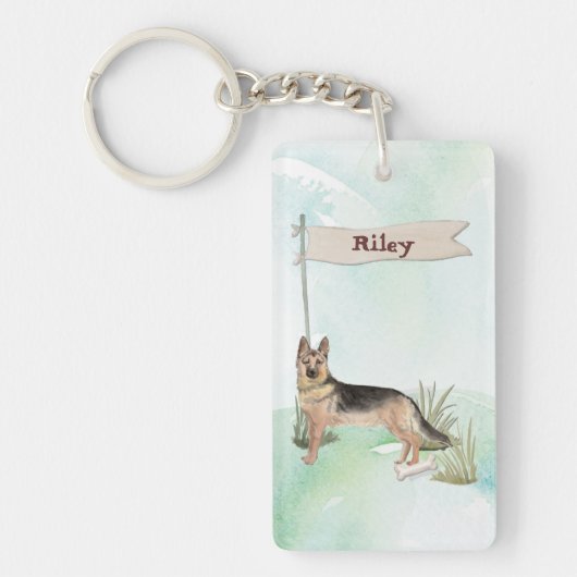 Aangepaste naam Duitse herderschapstig Sleutelhanger (Voorkant)