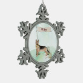 Aangepaste naam Duitse herderschapstig Tin Sneeuwvlok Ornament (Links)