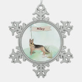 Aangepaste naam Duitse herderschapstig Tin Sneeuwvlok Ornament (Voorkant)