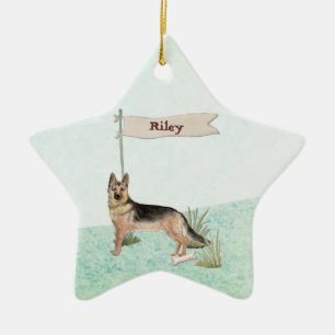 Aangepaste naam Duitse Herdershond Huisdier Hond Keramisch Ornament