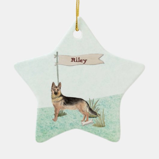 Aangepaste naam Duitse Herdershond Huisdier Hond Keramisch Ornament (Voorkant)