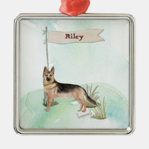 Aangepaste naam Duitse Herdershond Huisdier Hond Metalen Ornament