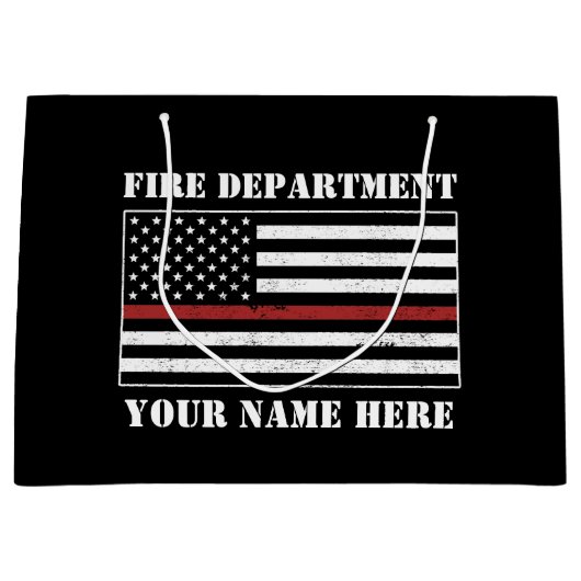 Aangepaste naam Dunne rode lijn vlag Voorrode bran Groot Cadeauzakje (Voorkant)