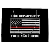 Aangepaste naam Dunne rode lijn vlag Voorrode bran Groot Cadeauzakje (Achterkant)