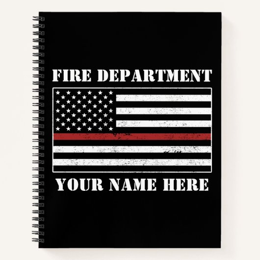 Aangepaste naam Dunne rode lijn vlag Voorrode bran Notitieboek (Voorkant)