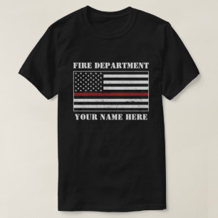 Aangepaste naam Dunne rode lijn vlag Voorrode bran T-shirt