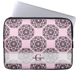 Aangepaste naam Dusky Roos Cherry Blossom Dot Mand Laptop Sleeve