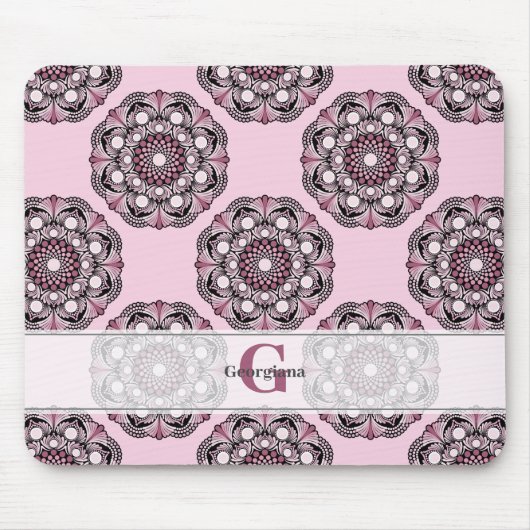 Aangepaste naam Dusky Roos Cherry Blossom Dot Mand Muismat (Voorkant)