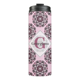 Aangepaste naam Dusky Roos Cherry Blossom Dot Mand Thermosbeker
