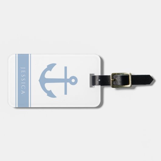 Aangepaste naam Dusty Blue nautical Bagagelabel (Voorkant horizontaal)