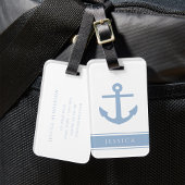 Aangepaste naam Dusty Blue nautical Bagagelabel