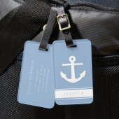Aangepaste naam Dusty Blue nautical Bagagelabel