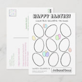 Aangepaste naam Easter Egg Coloring Kaart voor kin (Voorkant / Achterkant)