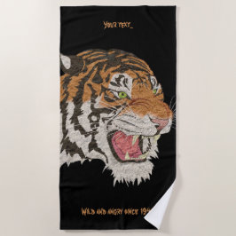 Aangepaste naam Een bittere tijger Geweldige kunst Strandlaken