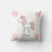 Aangepaste Naam Eenhoorn Roze Bloemige Zoete Roze 