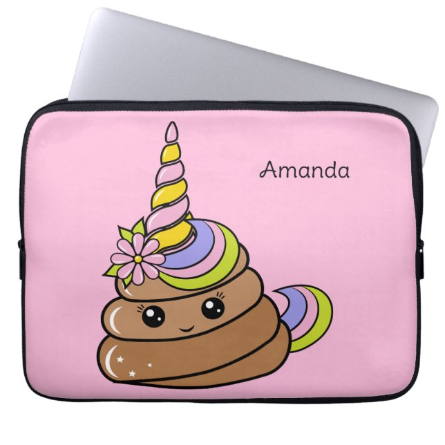 Aangepaste Naam Eenhoornpoep Laptop Sleeve (Voorkant)
