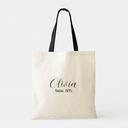 Aangepaste naam, eenvoudig script bruidsmeisje tro tote bag (Achterkant)