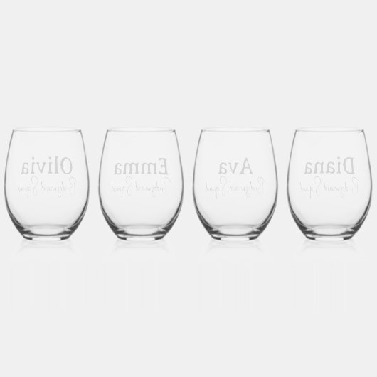 Aangepaste Naam, Eenvoudig Script Bruidsmeisje Tro Wijnglas Zonder Voet (Achterkant)