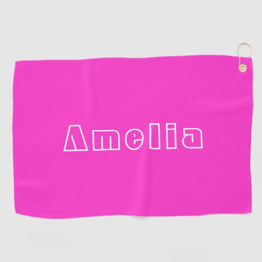 Aangepaste naam Eenvoudig warm roze Golfhanddoek (Horizontaal)