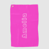 Aangepaste naam Eenvoudig warm roze Golfhanddoek (Voorkant)