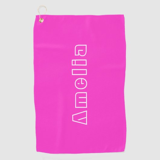 Aangepaste naam Eenvoudig warm roze Golfhanddoek (Voorkant)
