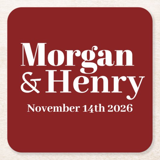 Aangepaste Naam Eenvoudige Moderne Elegante Mono W Kartonnen Onderzetters (Voorkant)