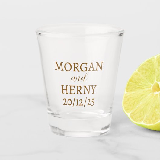 Aangepaste Naam Eenvoudige Moderne Elegante Weddin Shot Glas (Voorkant)