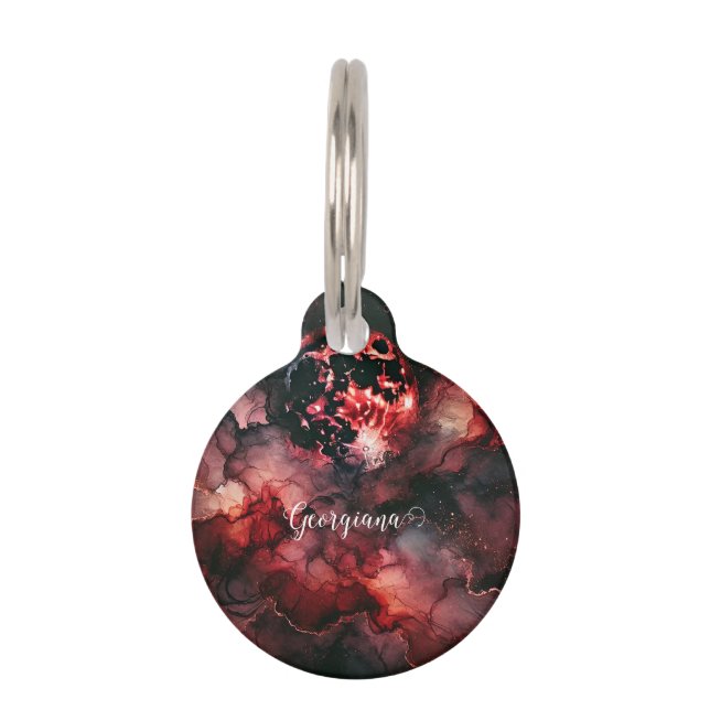 Aangepaste Naam Eerie Bloed Maan Halloween Alcohol Huisdierpenning (Voorkant)