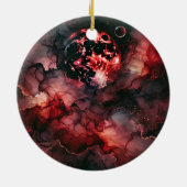 Aangepaste Naam Eerie Bloed Maan Halloween Alcohol Keramisch Ornament (Achterkant)