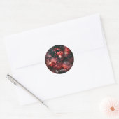 Aangepaste Naam Eerie Bloed Maan Halloween Alcohol Ronde Sticker (Envelop)
