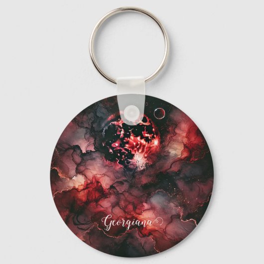 Aangepaste Naam Eerie Bloed Maan Halloween Alcohol Sleutelhanger (Achterkant)
