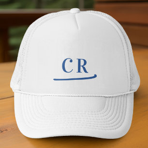 Aangepaste naam eerste letter minimalistisch blauw trucker pet
