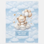 Aangepaste naam eerste verjaardag deken met teddyb (Voorkant)