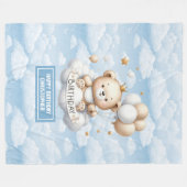 Aangepaste naam eerste verjaardag deken met teddyb (Voorkant (Horizontaal))