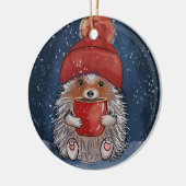 Aangepaste naam egel met hete Drink Keramisch Ornament (Links)