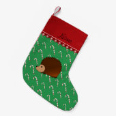 Aangepaste naam egelgroene snoepsnoeren kleine kerstsok (Voorkant (Hangend))