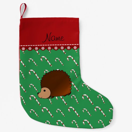 Aangepaste naam egelgroene snoepsnoeren kleine kerstsok (Voorkant)